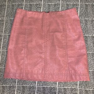 Pink Vegan Suede Mini Skirt